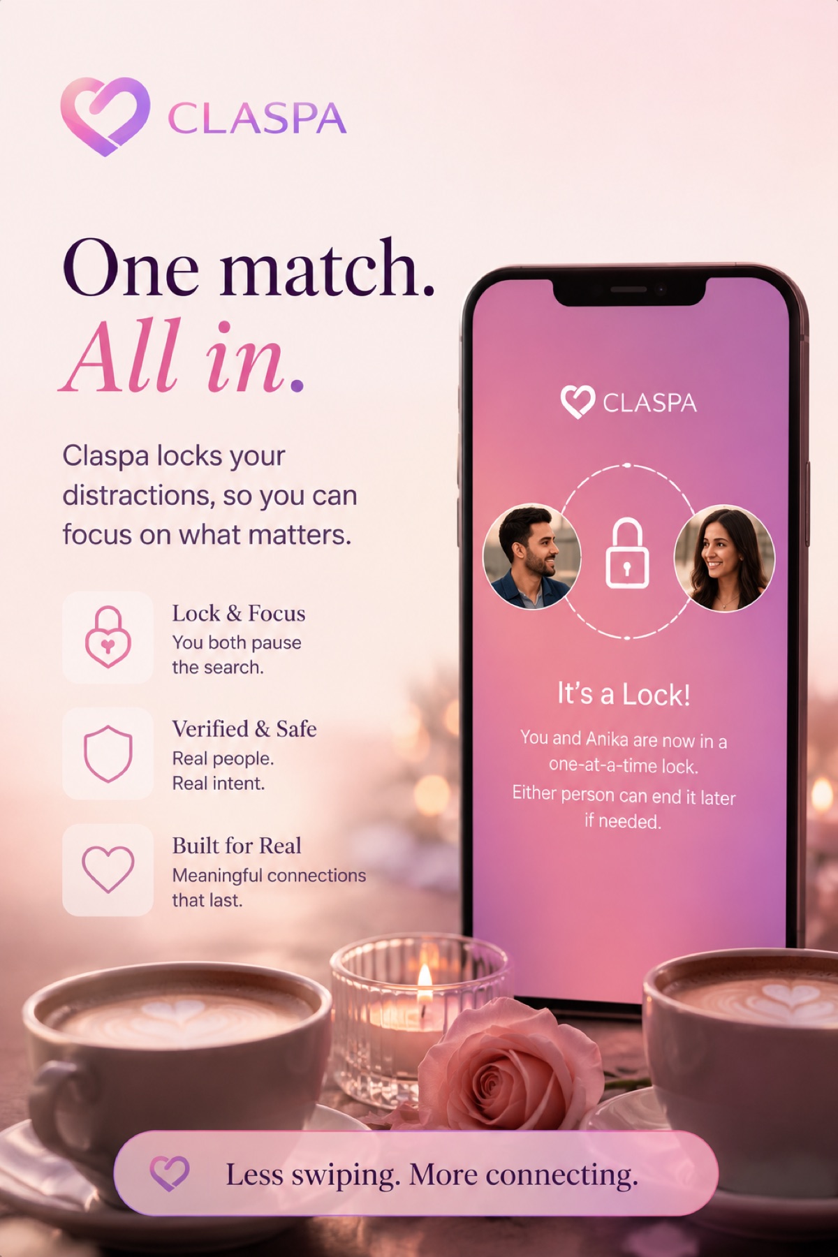 Claspa one-match focused dating campaign